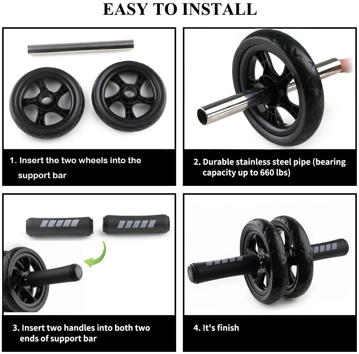 Non-slip AB Roller for Fitness Gym Exercise, Abdominal Wheel Roller trainning, 15CM