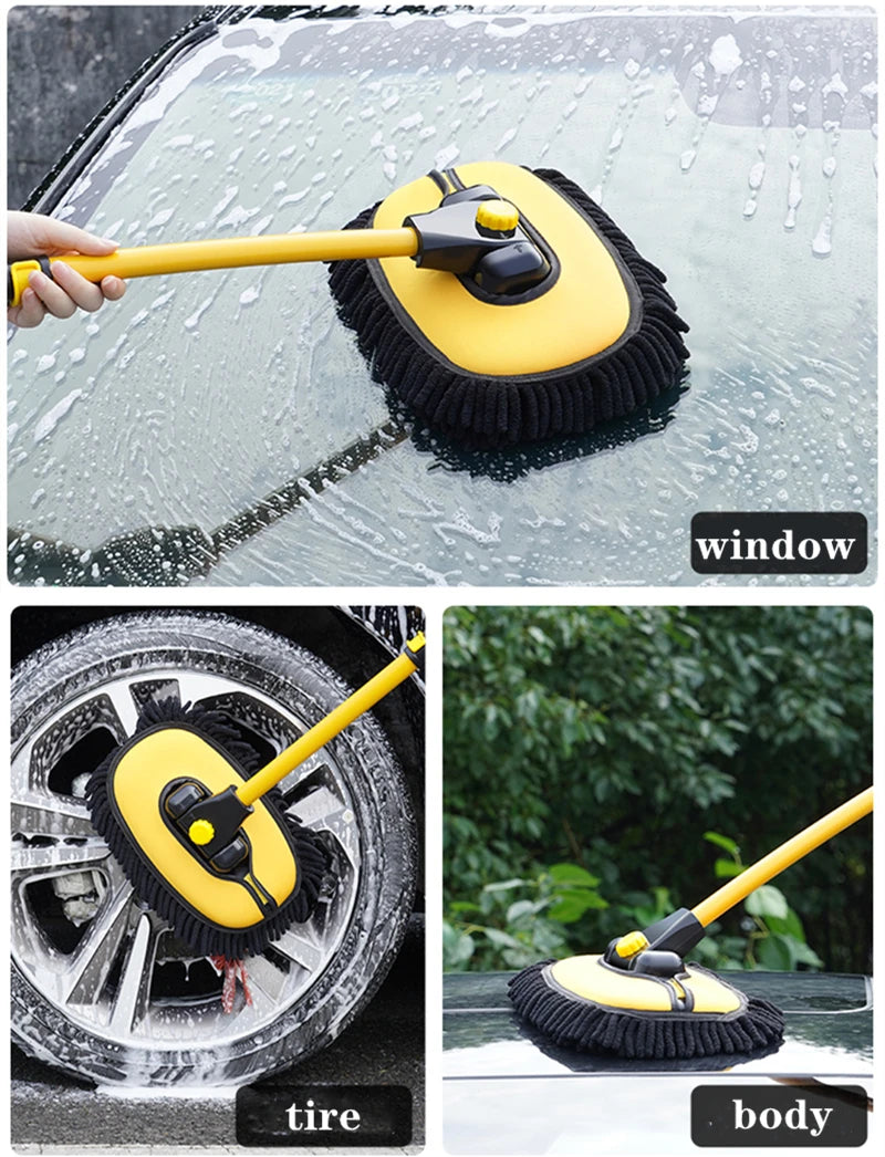 Car Washing Mop Super Absorbent Car Cleaning Brushes Mop Adjustable Window Wheel Dust Wash Tool Three Section Auto Accessories