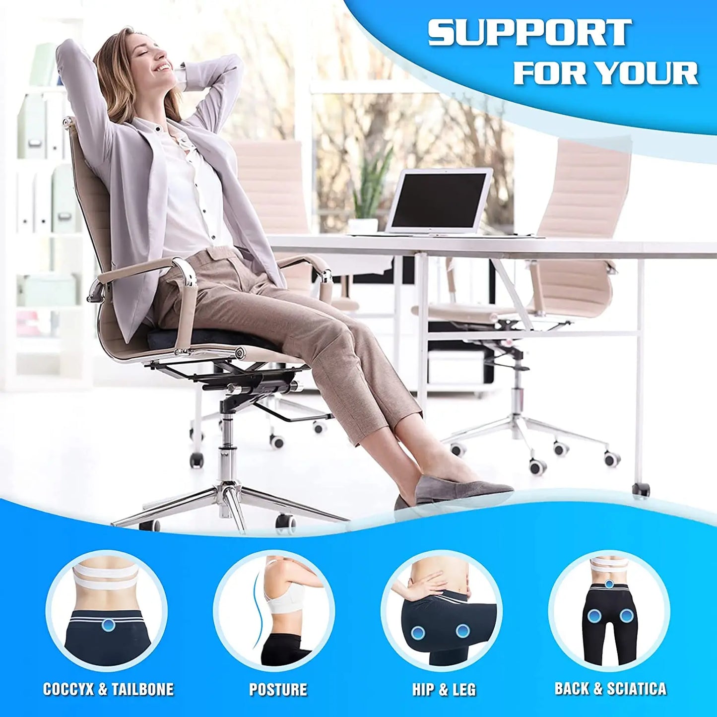 Seat Cushion Office Chair Cushions Pillow Memory Foam Pad Back Pain Relief Cushion Car Office Hip Support Massage Cushion