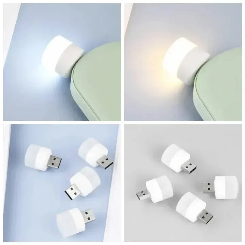 50-1PCS USB Night Light Mini LED Night Light USB Plug Lamp Power Bank Charging USB Book Lights Round Reading Eye Protection Lamp