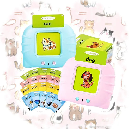 Early Education Flash Card Machine Cat Shape Learning Talking Language English Electronic Audio Book Toy Children Birthday Gift