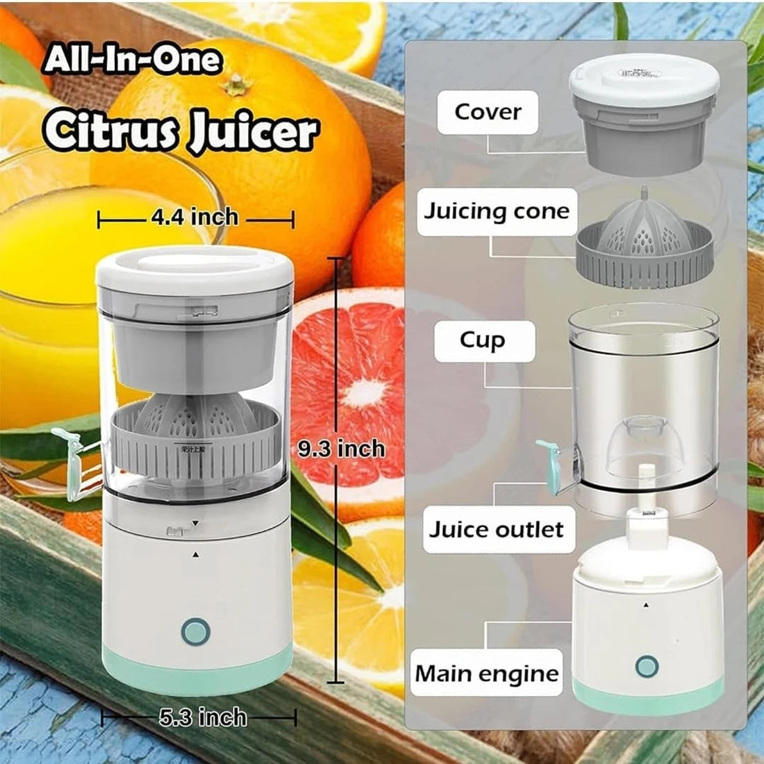 Electric Juicer Juice Cup Citrus Orange Lemon Squeezer USB Charging Kitchen Fruit Juicer Blender Fresh Separator Press Machine