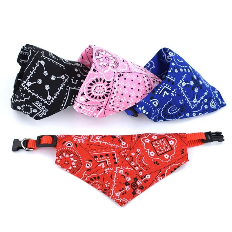 Pet Dog Neck Scarf Puppy Cat Dog Collar Bandana Collar Scarf with Leather Collar Accessories Adjustable Pet Puppy Cat Scarf