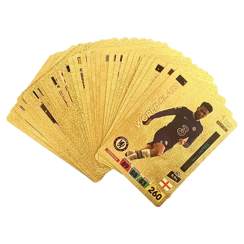 World Football Stars 27/55 Pcs Limited Edition Gold Cards  Plastic Material Football Player Toys Card Children's Fan Gifts Pack