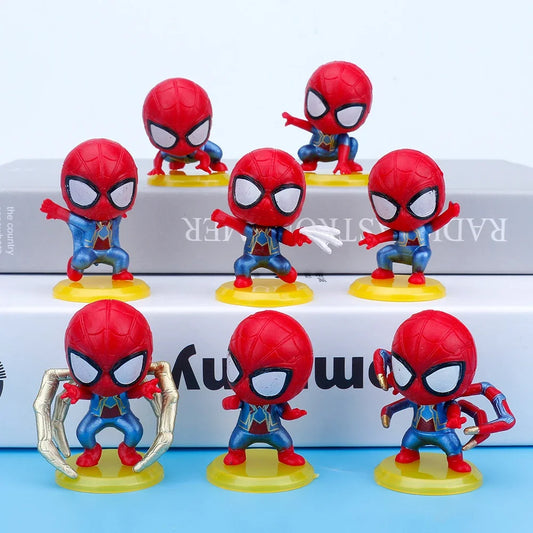 8pcs Spiderman Cartoon Figure Toys Set Superhero Anime Action Movie PVC Model Kids Toy Doll Bedroom Car Decoration Boys Gifts