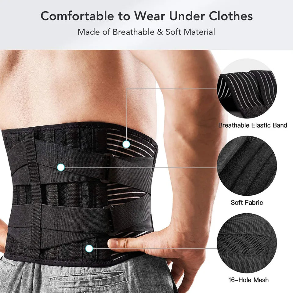 Lower Back Brace with 6 Stays Anti-skid OrthWaist opedic lumbar Support Breathable Support Belt for Gym Pain Relief