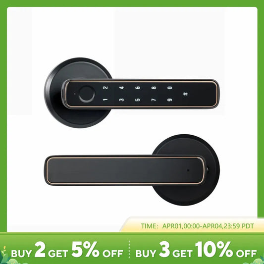 Tuya Bluetooth Smart Fingerprint Door Lock With Password Mechanical Key Unlocking For Wooden Door Single Handle Smartlife M4