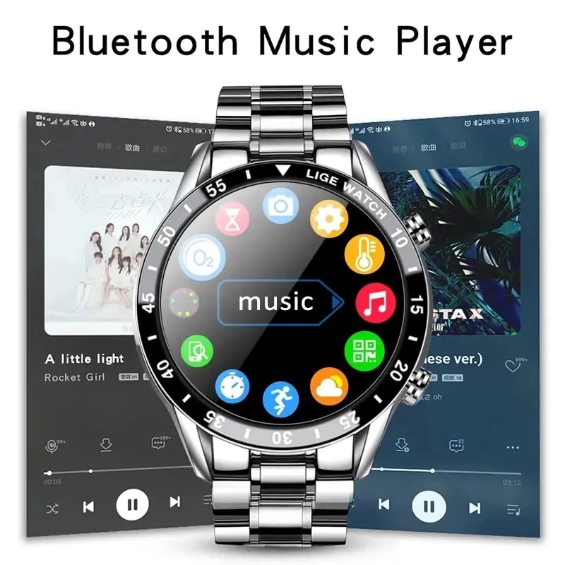 Smart Watch Men Full Circle Touch Screen Bluetooth Call Men Smartwatch Waterproof Sport Activity Fitness