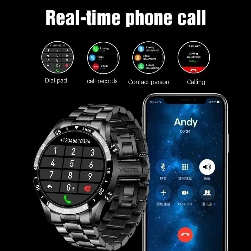 Smart Watch Men Full Circle Touch Screen Bluetooth Call Men Smartwatch Waterproof Sport Activity Fitness