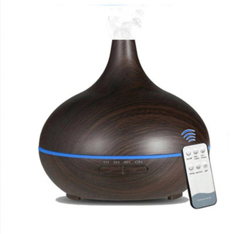 550ml remote control ultrasonic wooden oil essential difusor humidifier aroma mist diffuser with atmosphere LED light