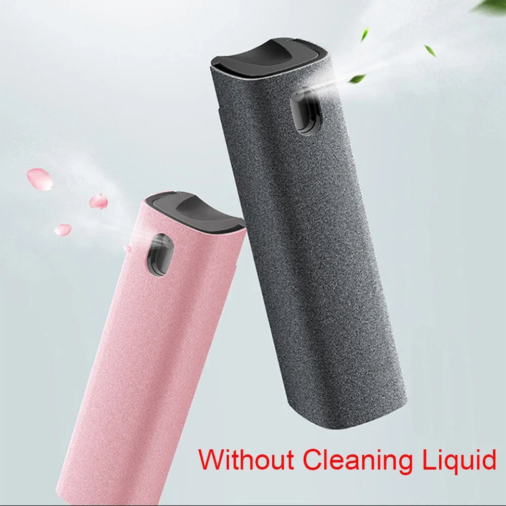 2 in 1 Phone Screen Cleaner Spray Computer Screen Dust Removal Microfiber Cloth Set Cleaning Artifact Without Cleaning Liquid