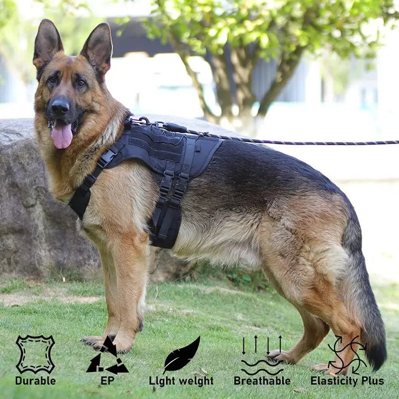 Tactical Dog Harness for Medium Large Dogs No Pull Adjustable Dog Vest for Training Hunting Walking Military Dog Harness