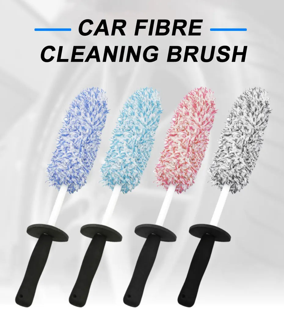 SEAMETAL Microfiber Car Wash Brush Cleaning Gloves Plastic Handle Wheel Brush Double-Side Absorbent Clean Glove Car Washing Tool