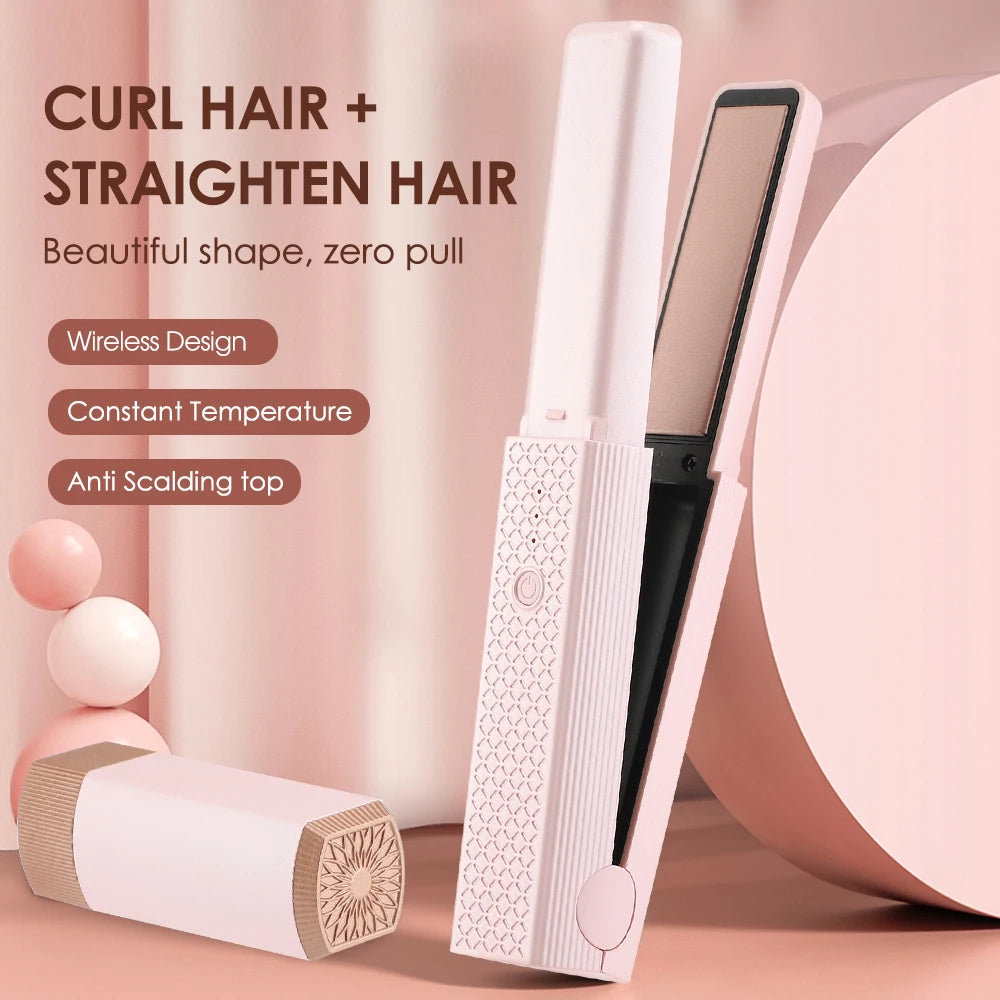 Wireless Hair Straightener Iron Dual-purpose Straight Splint Hair Ourmaline Ceramic Heating Plate Curling Hair Splint Bangs