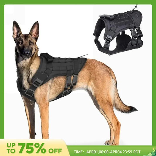 Tactical Dog Harness for Medium Large Dogs No Pull Adjustable Dog Vest for Training Hunting Walking Military Dog Harness