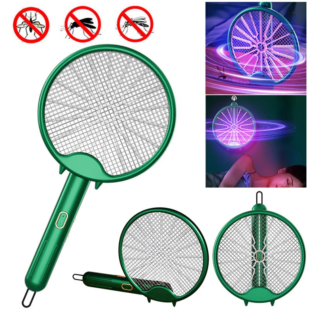 3000V Electric Mosquito Racket Mosquito Killer Lamp USB Rechargeable Foldable Mosquito Swatter Fly Swatter Repellent Lamp