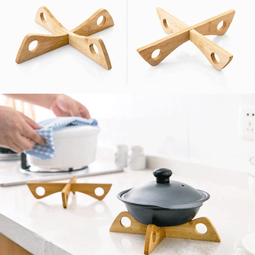 Bamboo Cross Pot Stand