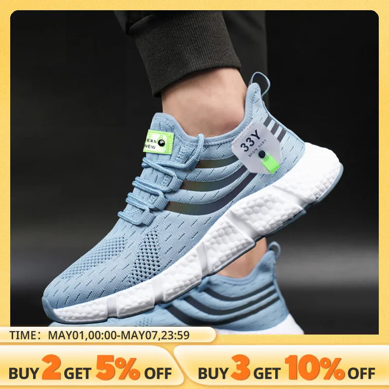 Men Casual Sport Shoes Breathable Lightweight Sneakers Outdoor Mesh Black Running Shoes Athletic Jogging Tenis Walking Shoes