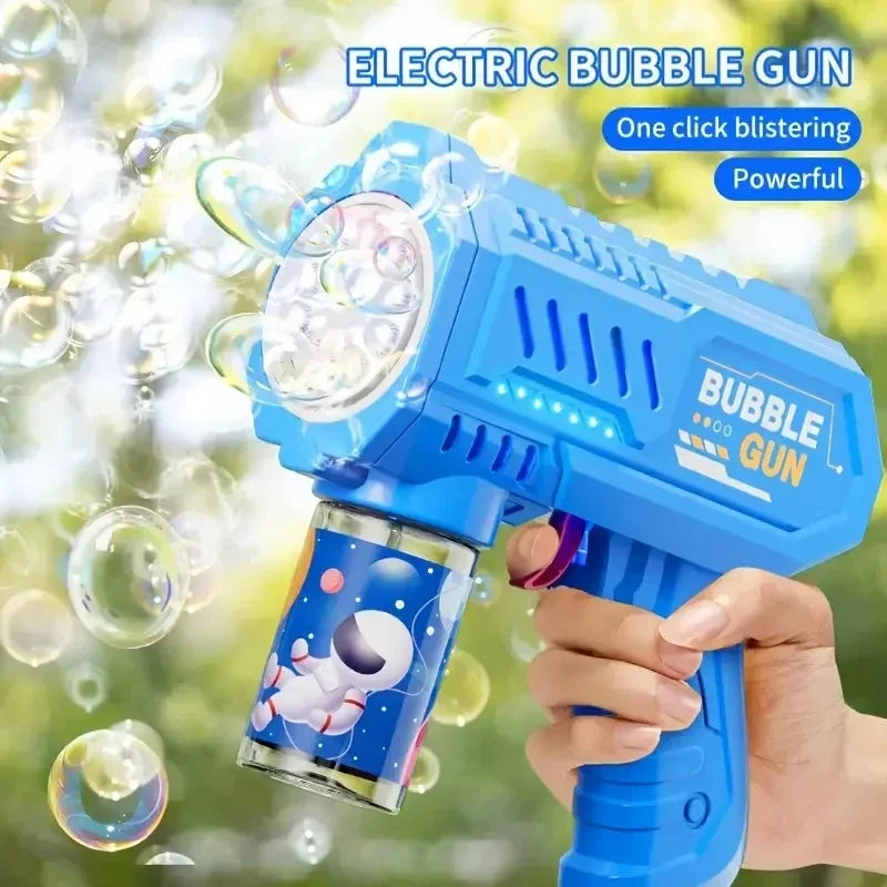 Kids 10 Holes Electric Bubble Gun Automatic Soap Blower With Light Summer Outdoor Party Games Bubbles Machine For Boys Girls