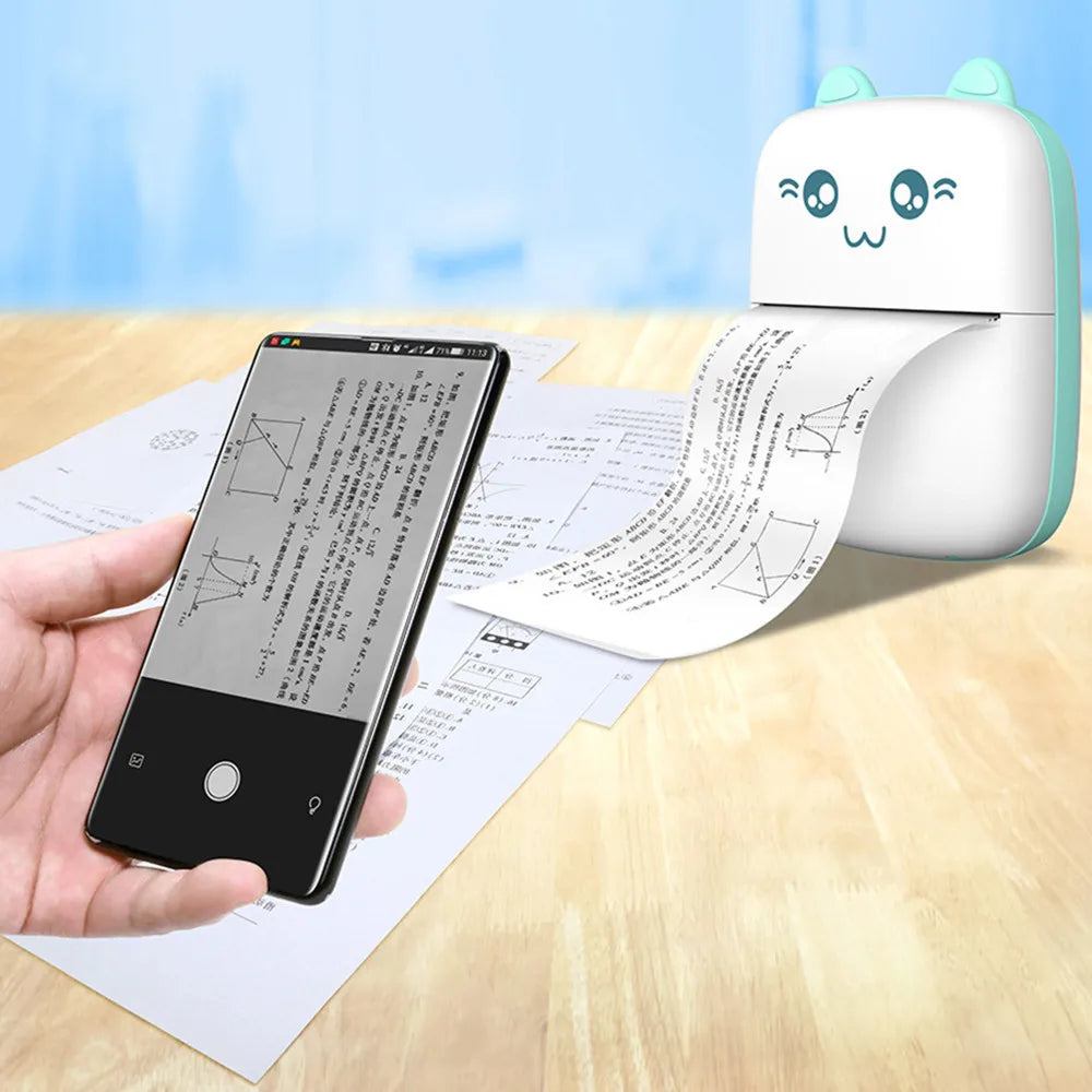 Portable Thermal Printer MINI CAT Print Photo Pocket Thermal Label Printer 58mm Printing Wireless Bluetooth Android IOS Printers