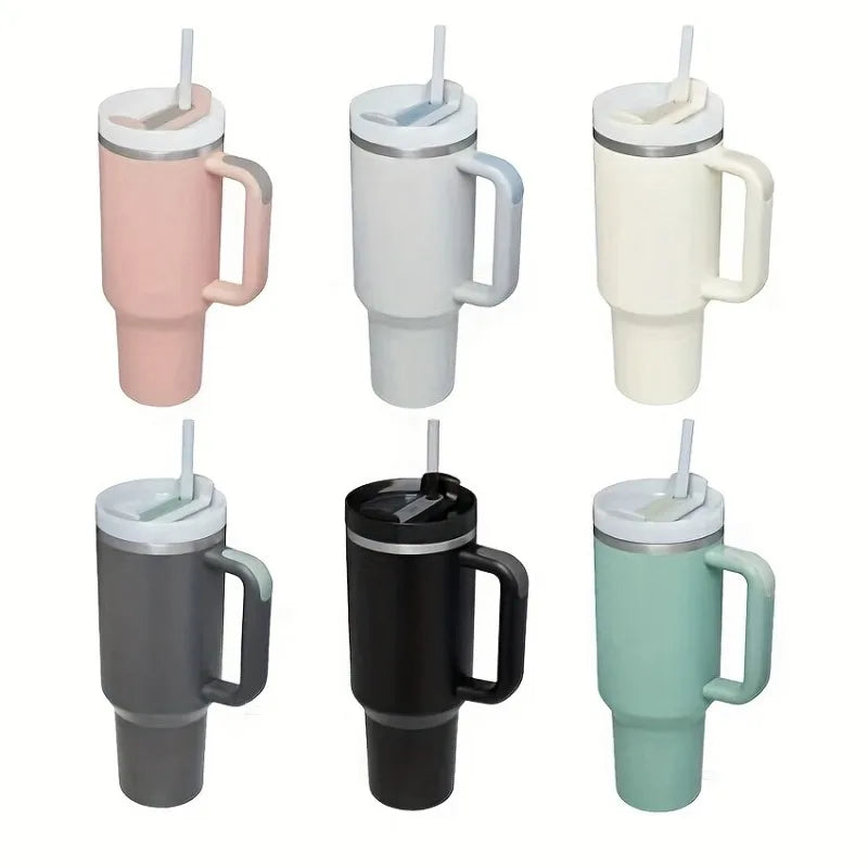 stainless steel flat glass with handle and straw, sports kettle for men and women, coffee cup-perfect gift.