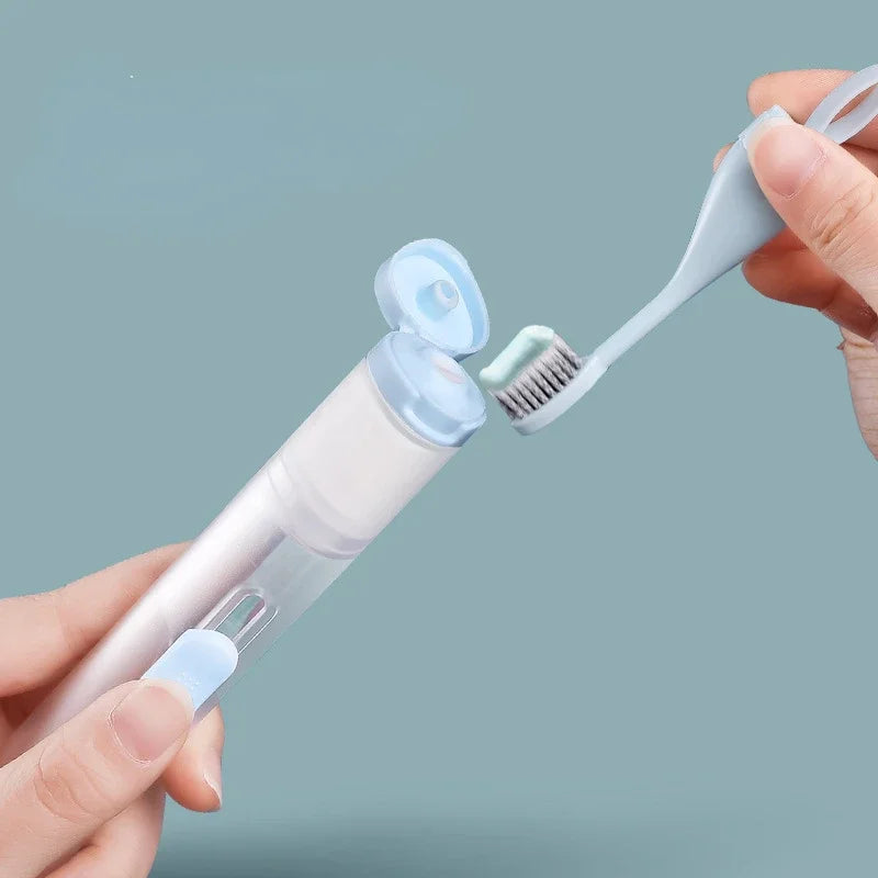 Portable Folding Toothbrush Travel Toothbrush Set Creative Tooth Clean Tools Can Hold Toothpaste