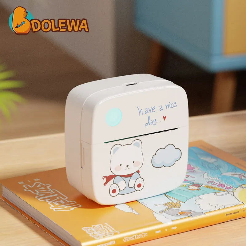 Mini Printer Portable Printer Thermal Printing Sticker Wireless Inkless Pocket Printer Self-adhesive Label 1200mAh