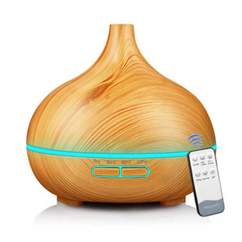 550ml remote control ultrasonic wooden oil essential difusor humidifier aroma mist diffuser with atmosphere LED light