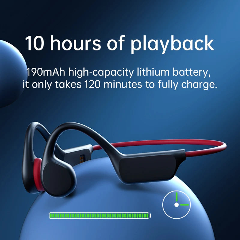 Bone Conduction Earphones Bluetooth Wireless IPX8 Waterproof MP3 Player Hifi Ear-hook Headphone With Mic Headset For Swimming